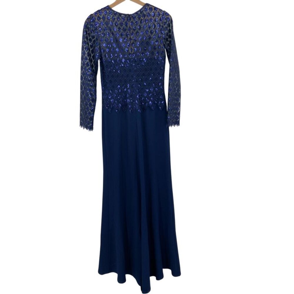 Tadashi Shoji Sequined Diamond-crepe Gown Blue S - Picture 2 of 3